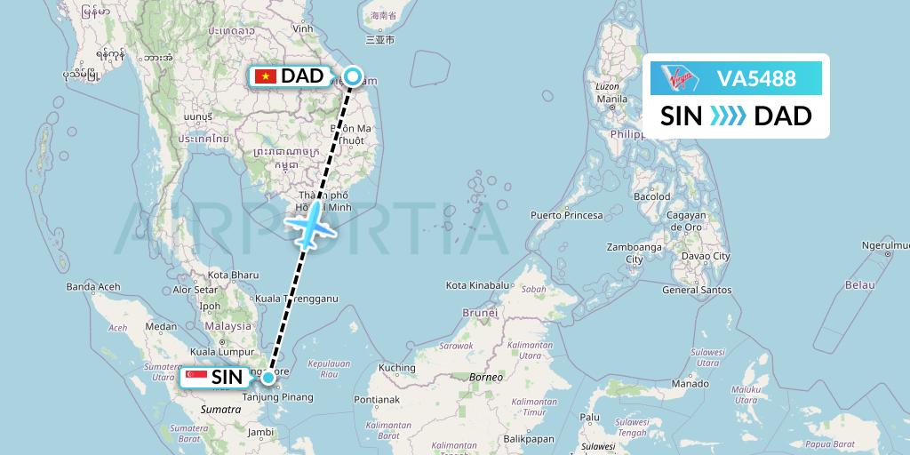 VA5488 Virgin Australia Flight Map: Singapore to Da Nang