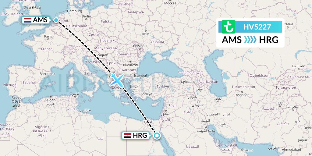 HV5227 Transavia Flight Map: Amsterdam to Hurghada