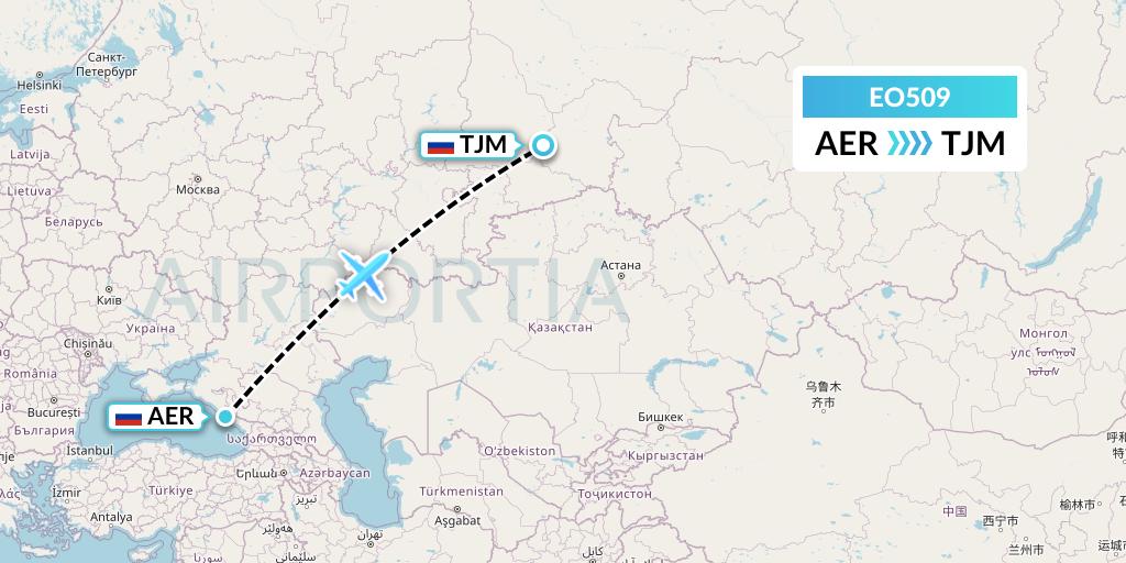 EO509 Pegas Fly Flight Map: Sochi to Tyumen