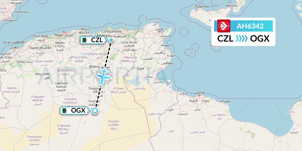 AH6342 Air Algerie Flight Map: Constantine to Ouargla