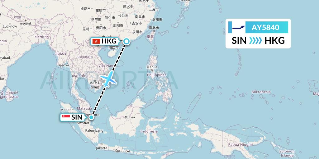 AY5840 Finnair Flight Map: Singapore to Hong Kong