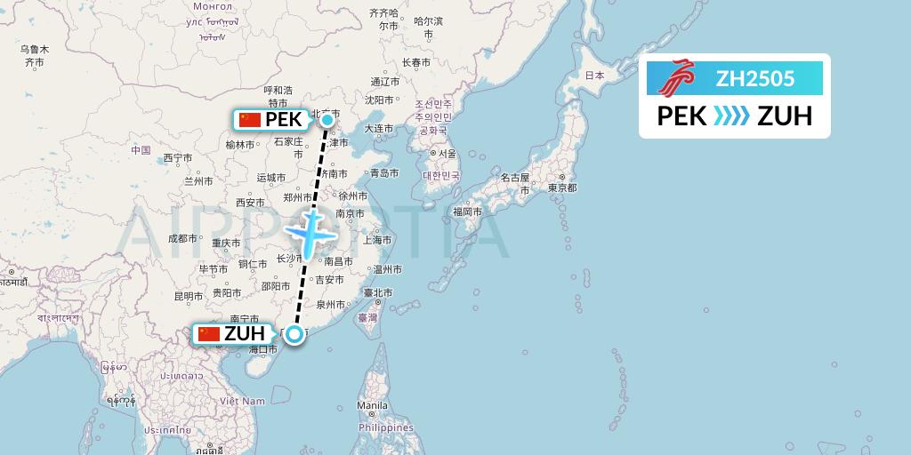 ZH2505 Shenzhen Airlines Flight Map: Beijing to Zhuhai