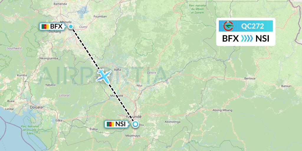 QC272 Camair-Co Flight Map: Bafoussam to Yaounde