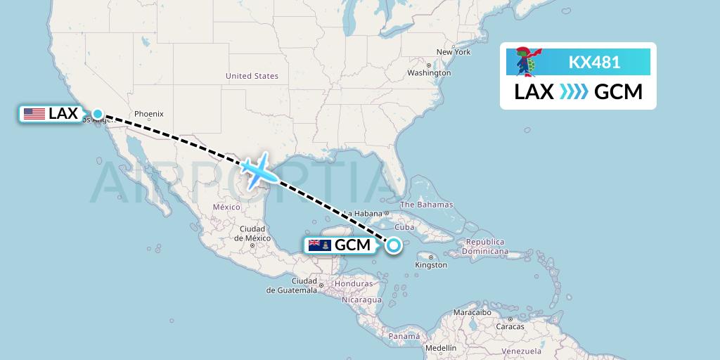 KX481 Cayman Airways Flight Map: Los Angeles to George Town