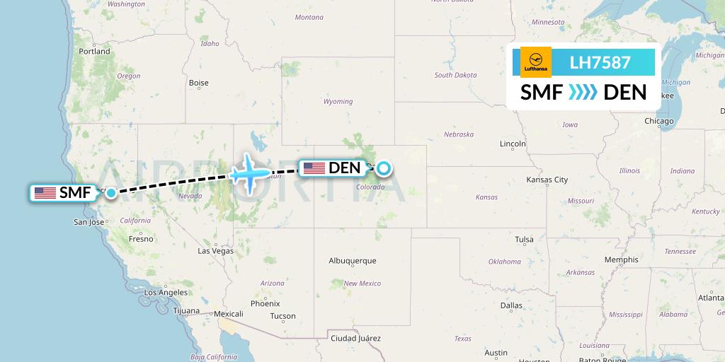 LH7587 Lufthansa Flight Map: Sacramento to Denver