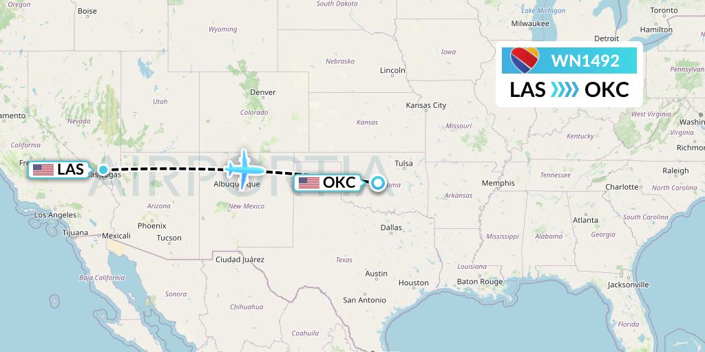 WN1492 Flight Status Southwest Airlines Las Vegas to Oklahoma City