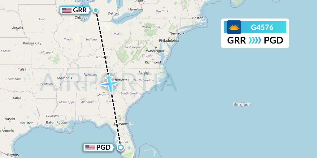G4576 Allegiant Air Flight Map: Grand Rapids to Punta Gorda