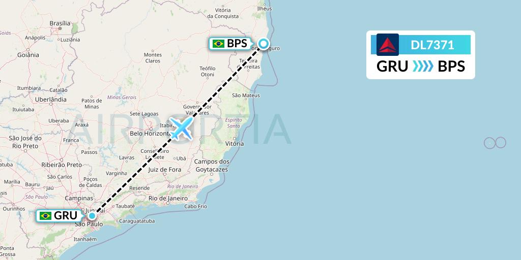 DL7371 Delta Air Lines Flight Map: Sao Paulo to Porto Seguro