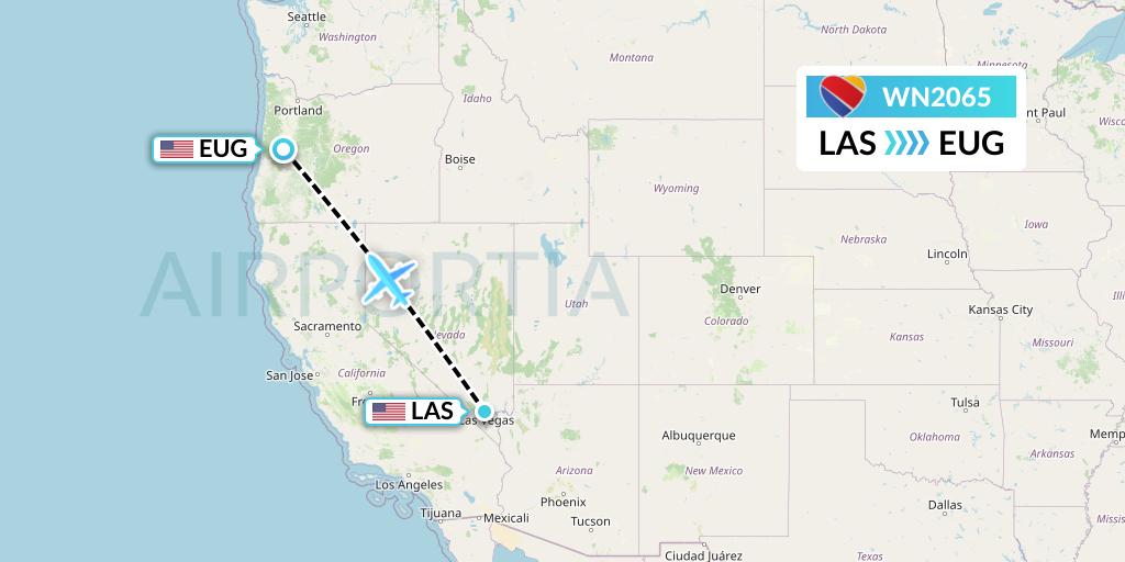 WN2065 Southwest Airlines Flight Map: Las Vegas to Eugene