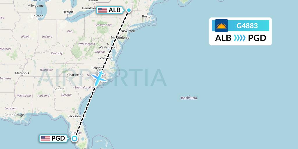 G4883 Allegiant Air Flight Map: Albany to Punta Gorda