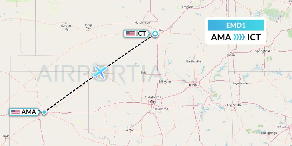 EMD1 Eaglemed Flight Map: Amarillo to Wichita