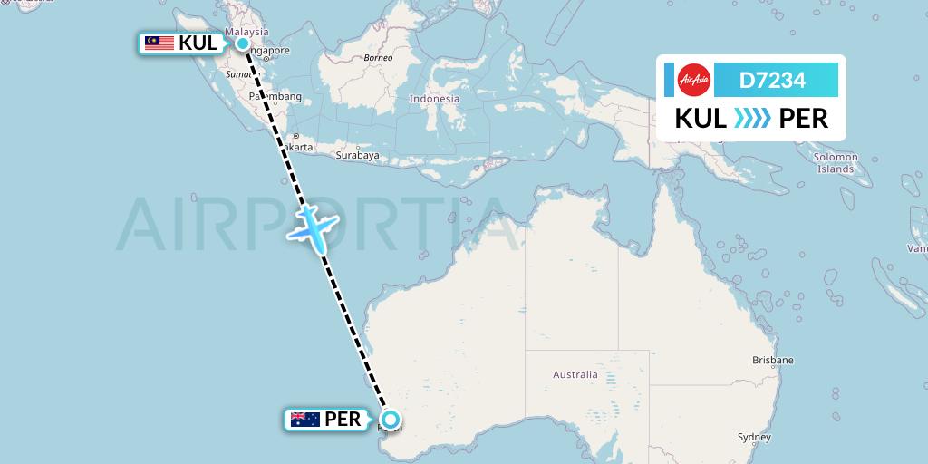 D7234 Flight Status AirAsia X Kuala Lumpur to Perth (XAX234)
