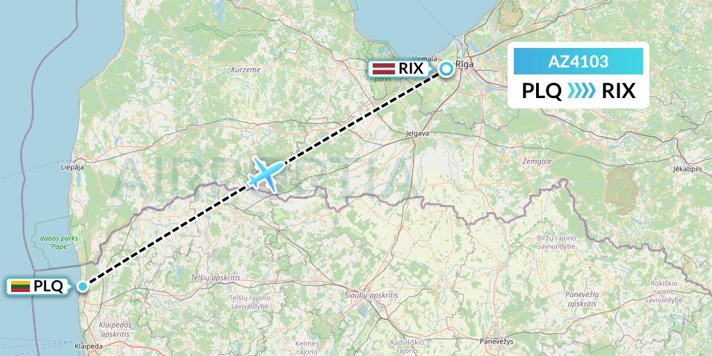 AZ4103 ITA Airways Flight Map: Palanga to Riga