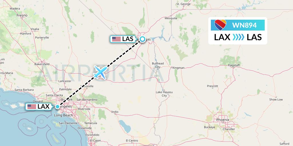 WN894 Southwest Airlines Flight Map: Los Angeles to Las Vegas