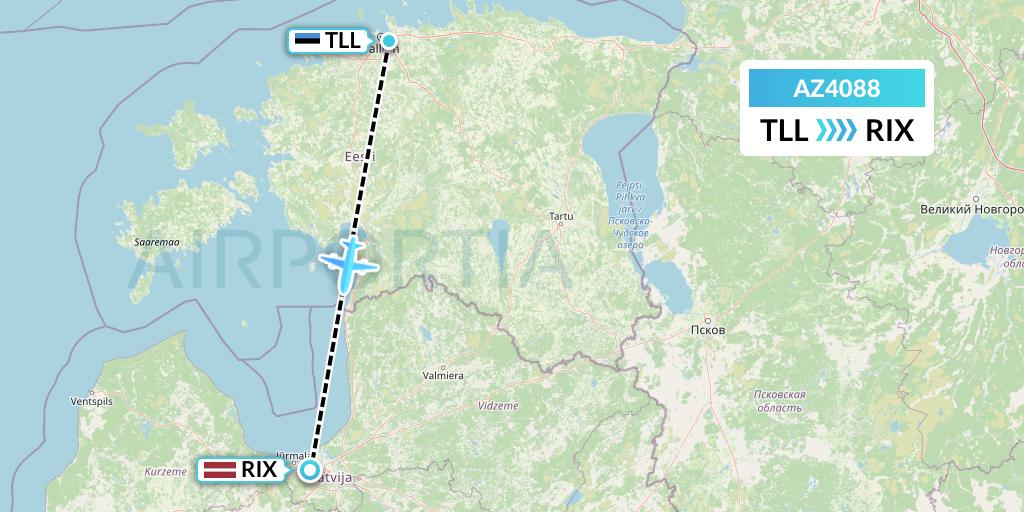 AZ4088 ITA Airways Flight Map: Tallinn to Riga