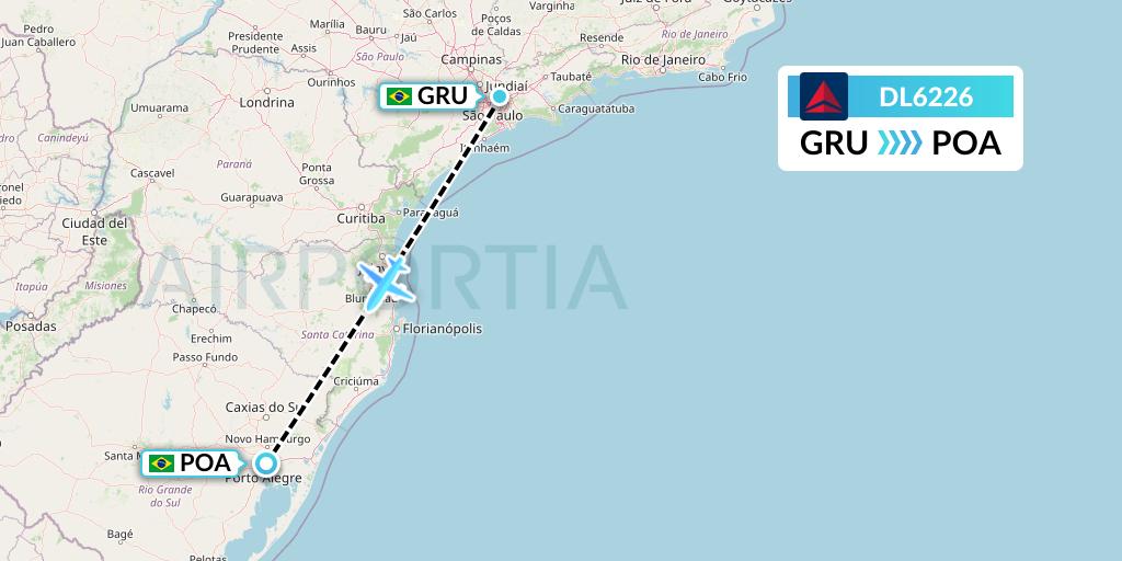 DL6226 Delta Air Lines Flight Map: Sao Paulo to Porto Alegre