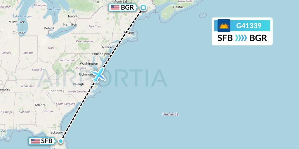 G41339 Allegiant Air Flight Map: Orlando to Bangor