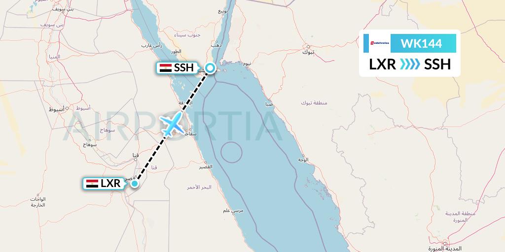 WK144 Edelweiss Air Flight Map: Luxor to Sharm el-Sheikh