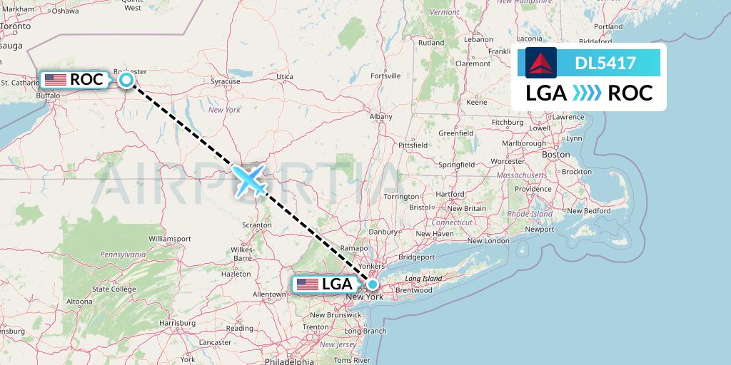 DL5417 Delta Air Lines Flight Map: New York to Rochester