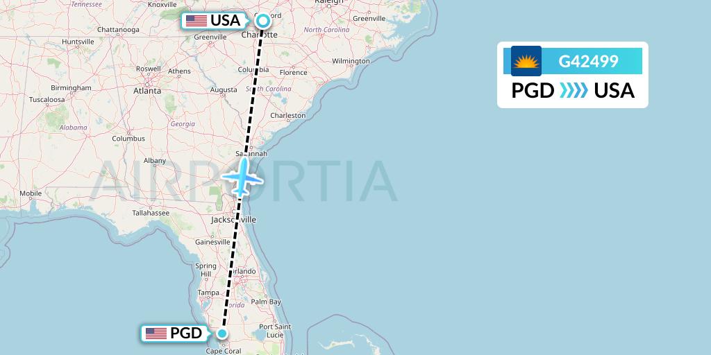 G42499 Allegiant Air Flight Map: Punta Gorda to Concord