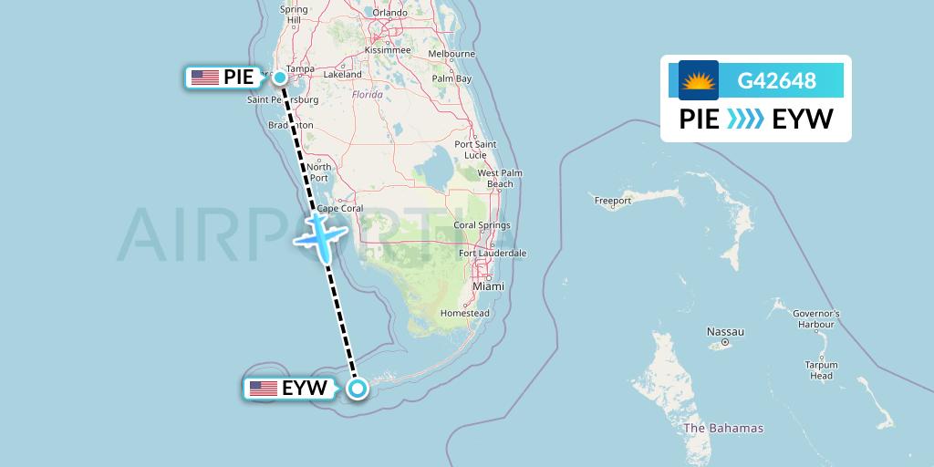 G42648 Allegiant Air Flight Map: St. Petersburg to Key West