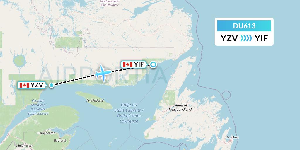 DU613 Sky Jet M.g. Inc Flight Map: Sept-Iles to St-Augustin