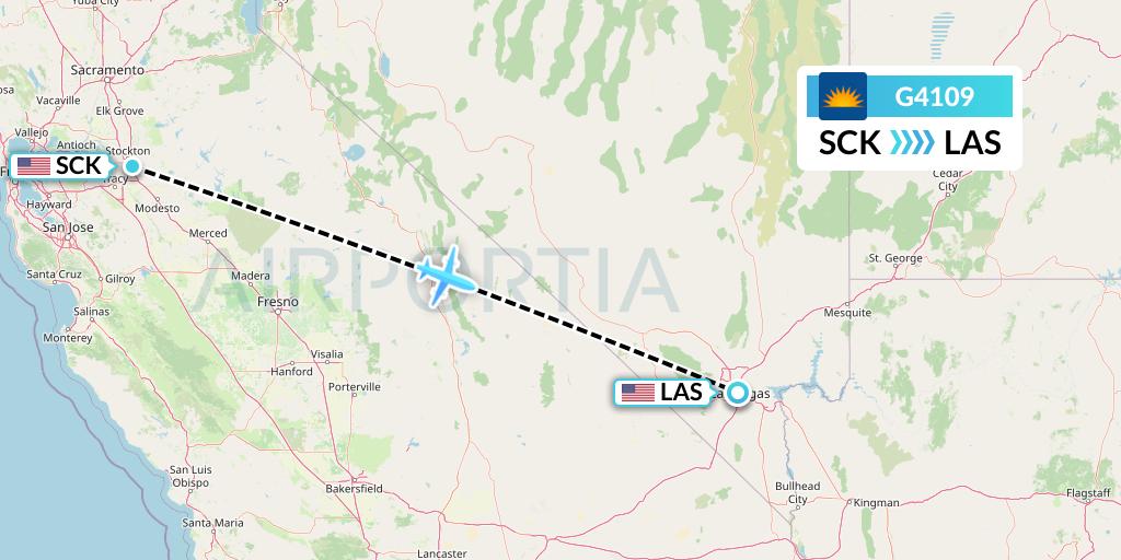 G4109 Allegiant Air Flight Map: Stockton to Las Vegas