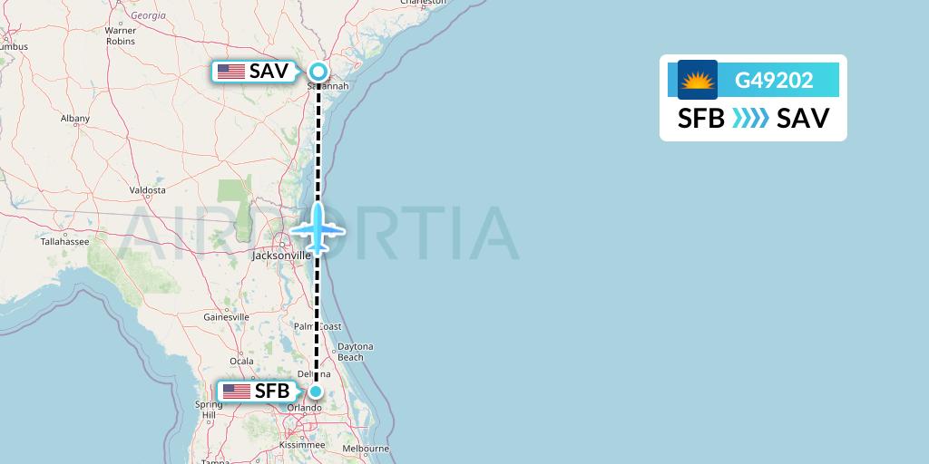 G49202 Allegiant Air Flight Map: Orlando to Savannah