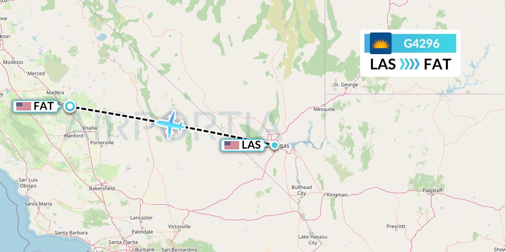 G4296 Allegiant Air Flight Map: Las Vegas to Fresno
