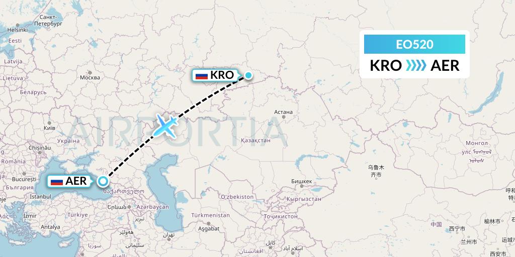 EO520 Pegas Fly Flight Map: Kurgan to Sochi