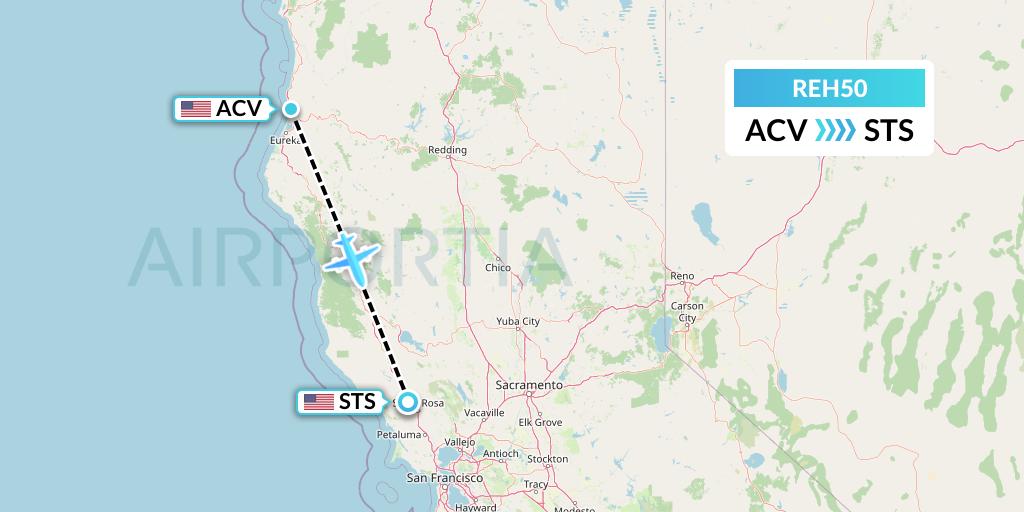REH50 Reach Air Medical Services Flight Map: Eureka to Santa Rosa