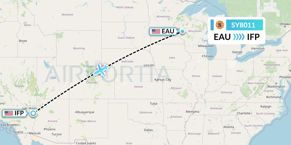 SY8011 Sun Country Airlines Flight Map: Eau Claire to Bullhead City