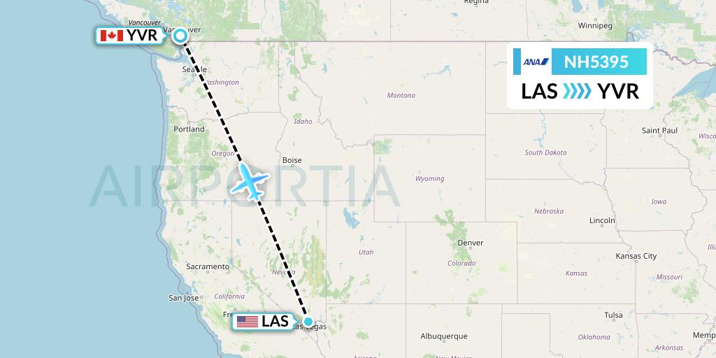 NH5395 All Nippon Airways Flight Map: Las Vegas to Vancouver
