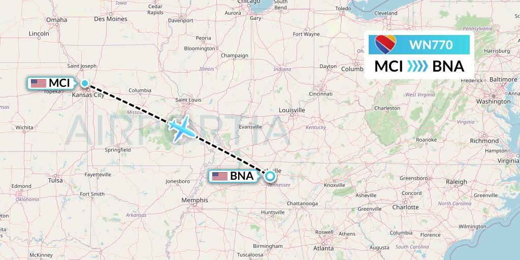 WN770 Flight Status Southwest Airlines Kansas City to Nashville (SWA770)