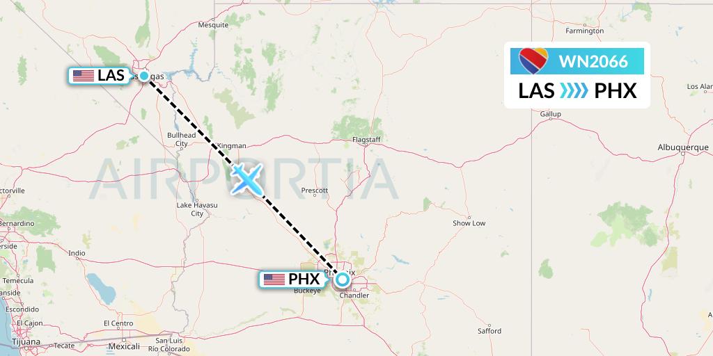 WN2066 Southwest Airlines Flight Map: Las Vegas to Phoenix