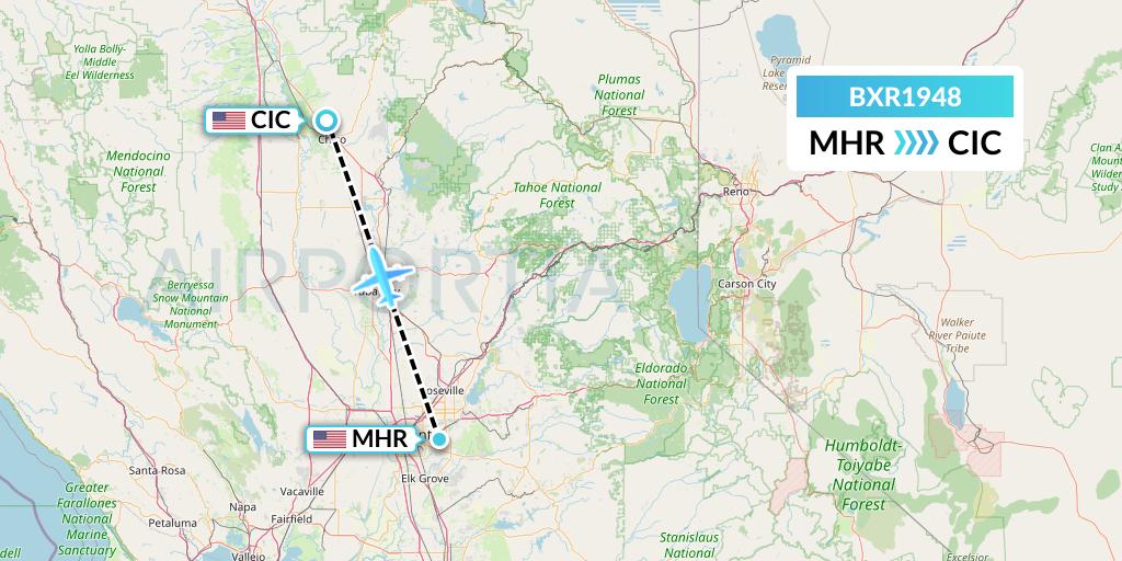 BXR1948 Redding Aero Enterprises Flight Map: Sacramento to Chico