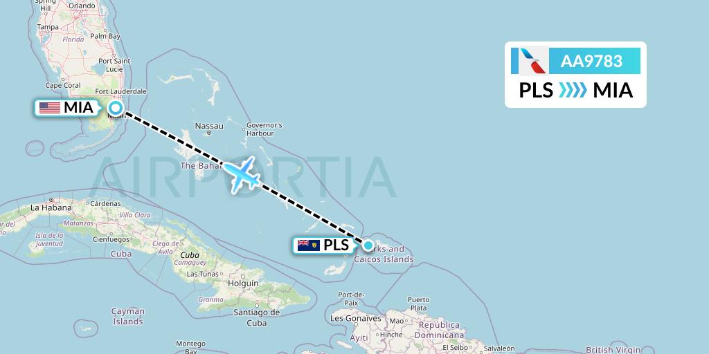 AA9783 American Airlines Flight Map: Providenciales to Miami