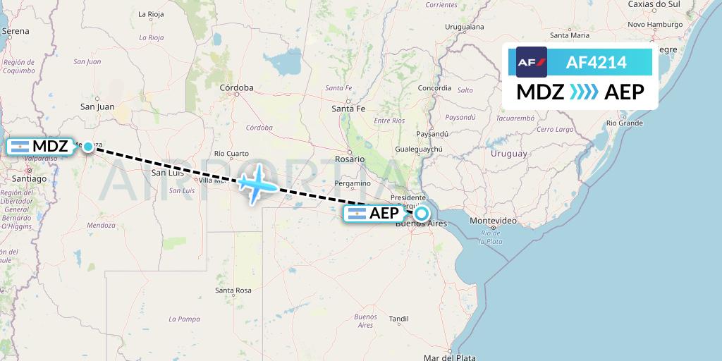 AF4214 Air France Flight Map: Mendoza to Buenos Aires