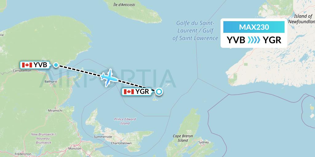 MAX230 Max Aviation Flight Map: Bonaventure to Iles-de-la-Madeleine