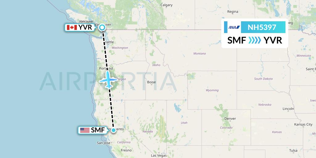 NH5397 All Nippon Airways Flight Map: Sacramento to Vancouver