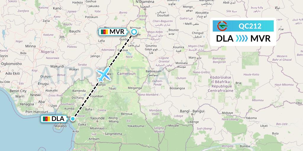 QC212 Camair-Co Flight Map: Douala to Maroua