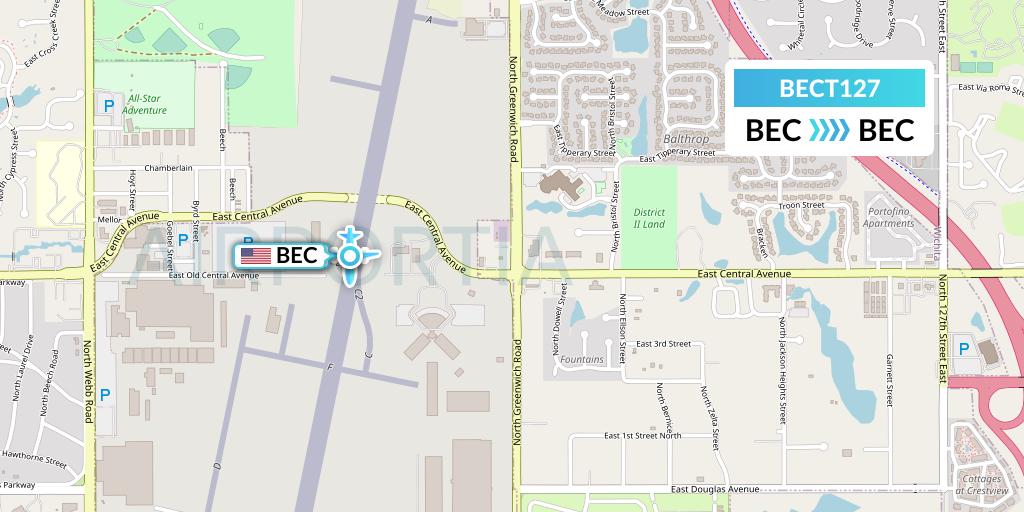 BECT127 Berkut Air Flight Map: Wichita to Wichita