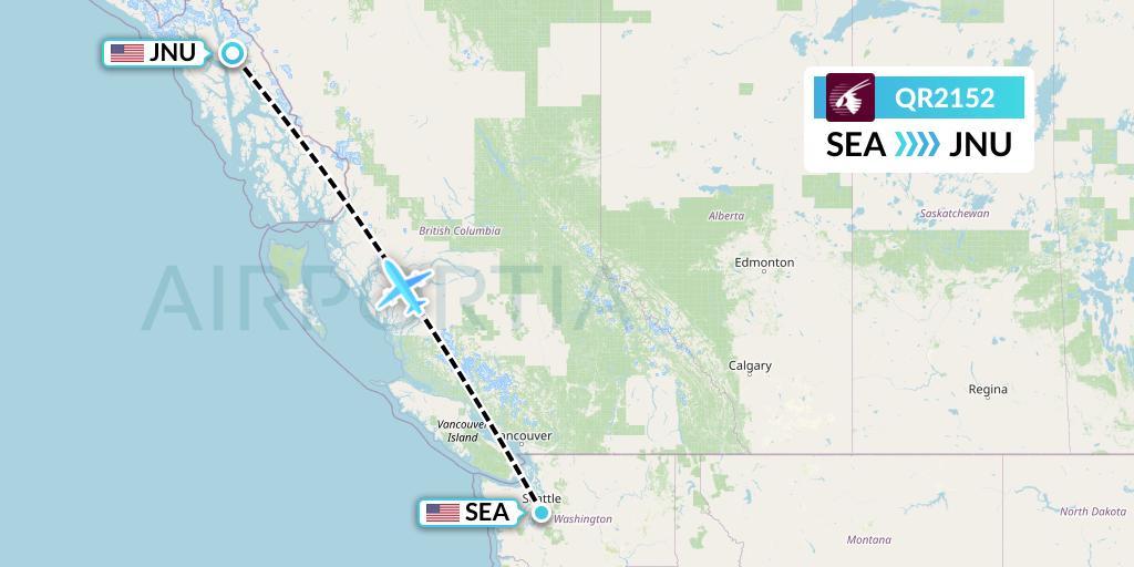 QR2152 Qatar Airways Flight Map: Seattle to Juneau