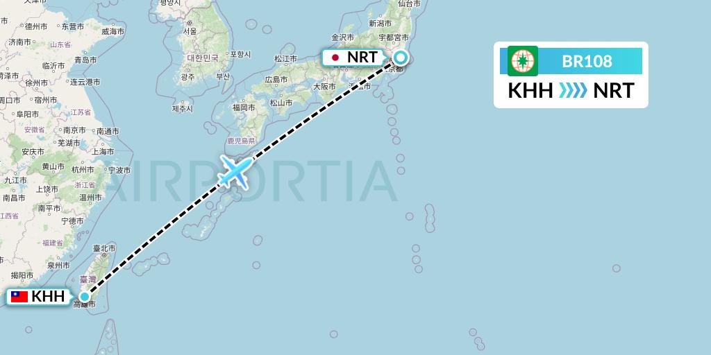 BR108 Flight Status EVA Air: Kaohsiung to Tokyo (EVA108)