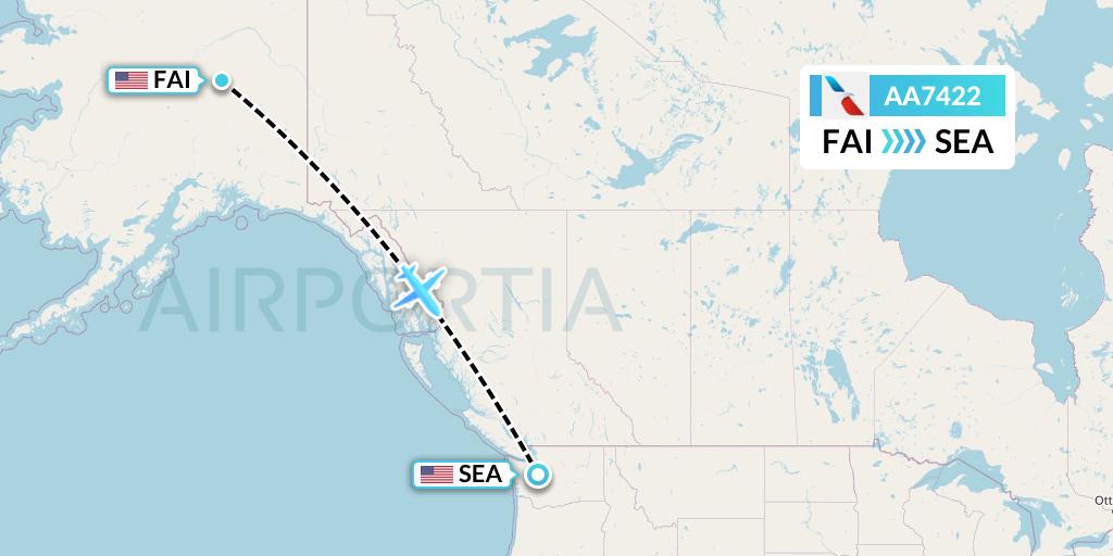 AA7422 American Airlines Flight Map: Fairbanks to Seattle