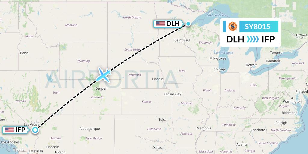 SY8015 Sun Country Airlines Flight Map: Duluth to Bullhead City