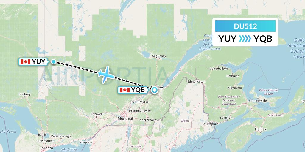 DU512 Sky Jet M.g. Inc Flight Map: Rouyn to Quebec