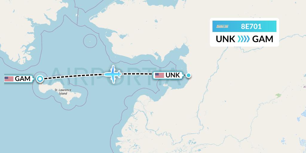 8E701 Bering Air Flight Map: Unalakleet to Gambell