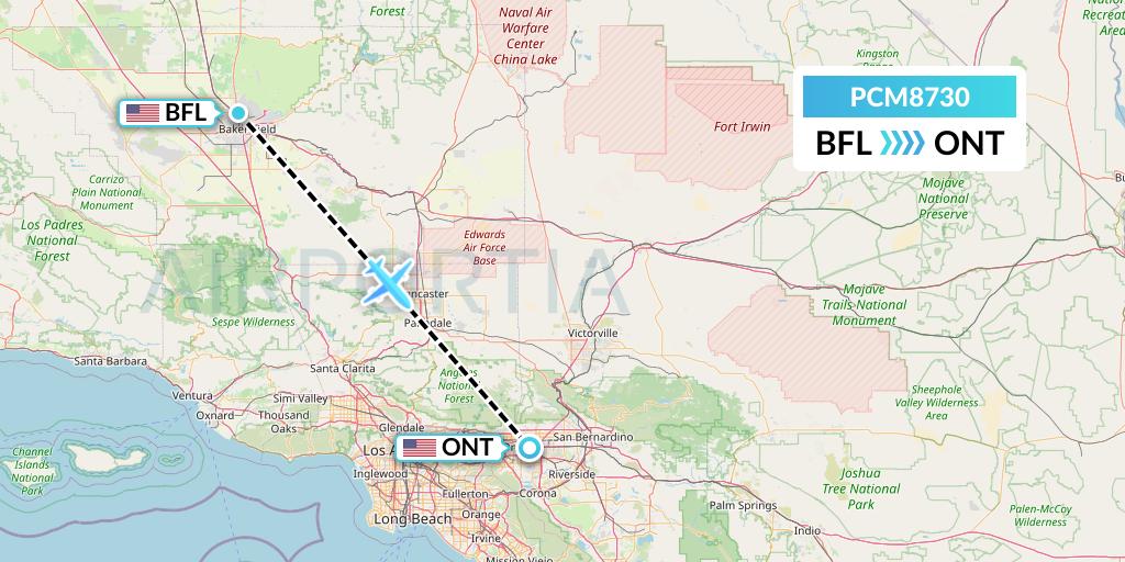 PCM8730 Westair Industries Flight Map: Bakersfield to Ontario