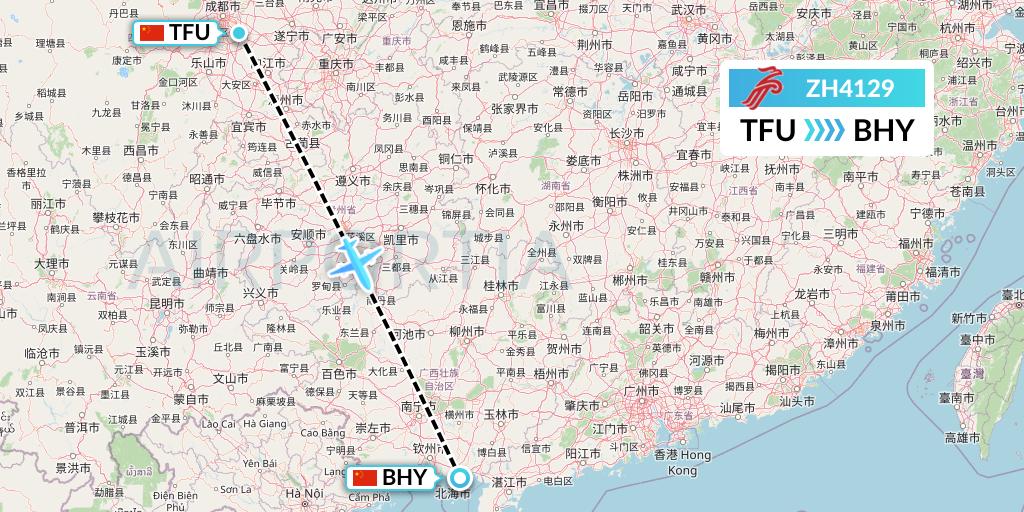 ZH4129 Shenzhen Airlines Flight Map: Chengdu to Beihai